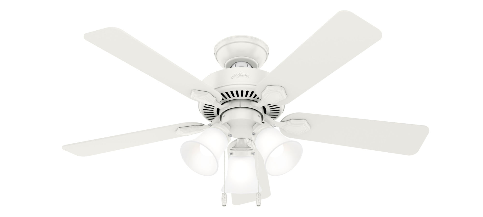 Hunter - Swanson Indoor Ceiling Fan With Light, 44-inch, Fresh White, Traditional-style, 3-speed WhisperWind Motor, 50885, for living rooms, bedrooms, home offices, kitchens