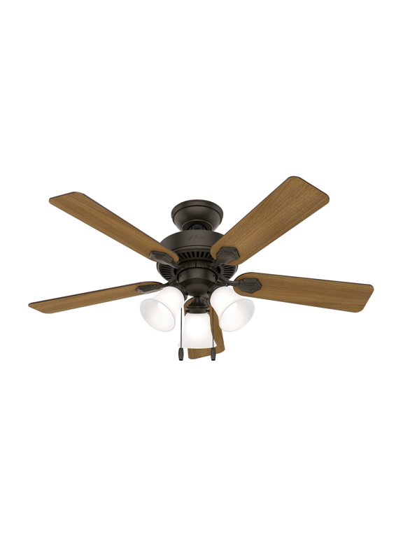 - Swanson Indoor Ceiling Fan With Light, 44-inch, New Bronze, Traditional-style, 3-speed WhisperWind Motor, 50881, for living rooms, bedrooms, home offices, kitchens