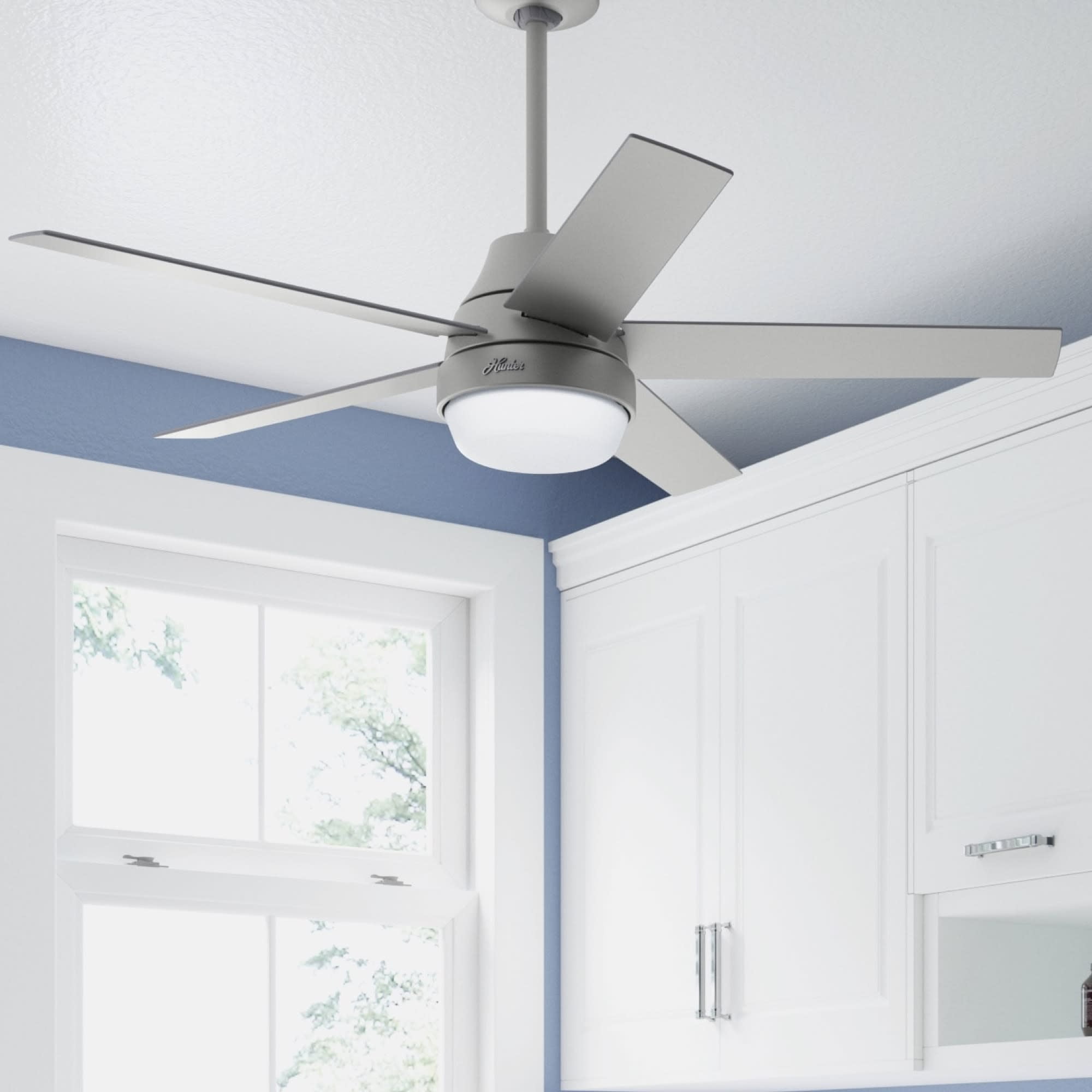 Aerodyne 52" Matte Silver Smart Ceiling Fan with LED Light and Remote