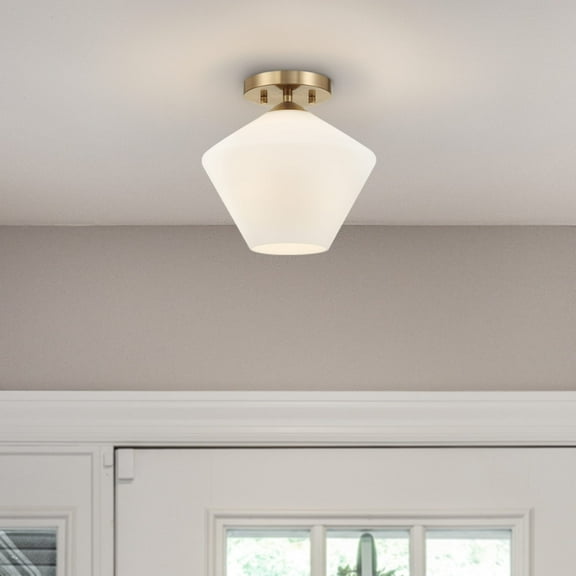 Hunter - Celestial Valley 1-light Alturas Gold, Small Flush Mount Light, Dimmable, Modern Style, Candle Shaped, for Bedrooms, Dining, Living Rooms - 48107
