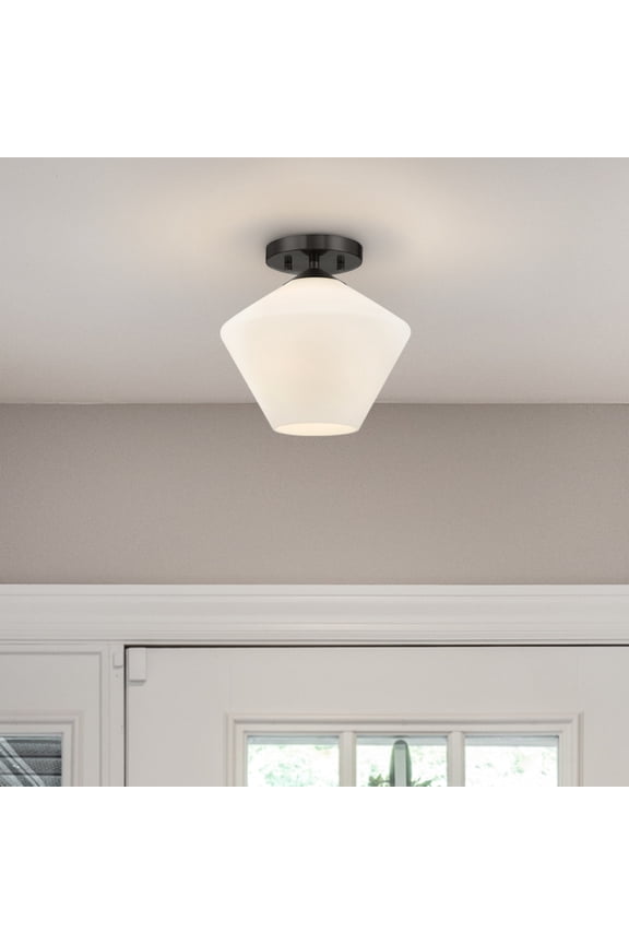 - Celestial Valley 1-light Matte Black, Small Flush Mount Light, Dimmable, Modern Style, Candle Shaped, for Bedrooms, Dining, Living Rooms - 48106