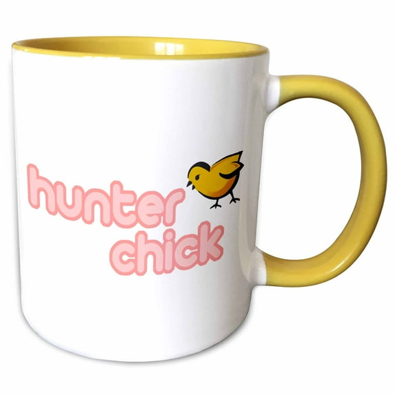 3drose, Hunter Chick, 15oz Two-tone Yellow Mug