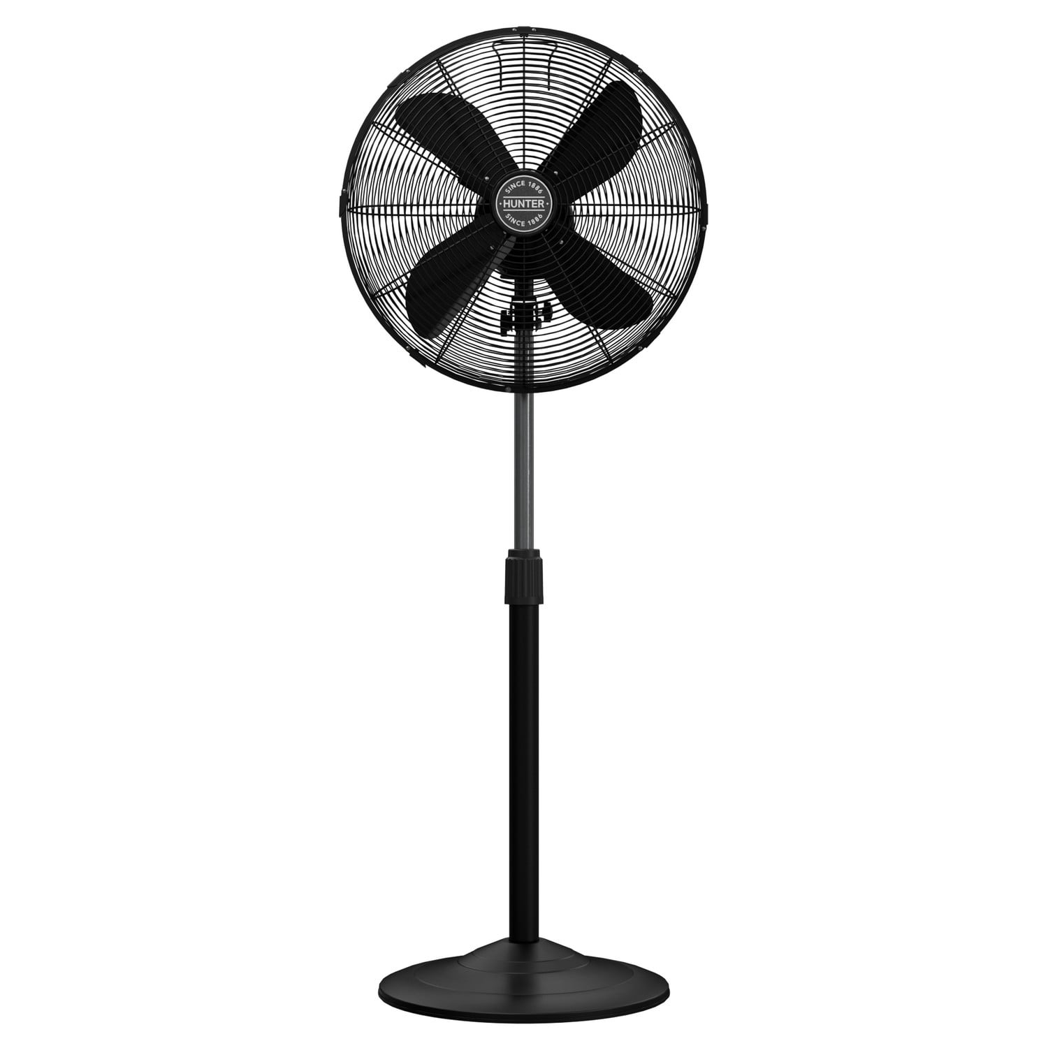 Hunter Matte Black 48" Oscillating Pedestal Fan with Adjustable Height