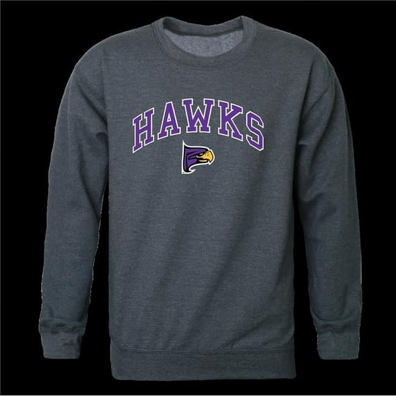 Hunter College Hawks Campus Crewneck Sweatshirt, Heather Charcoal - Large