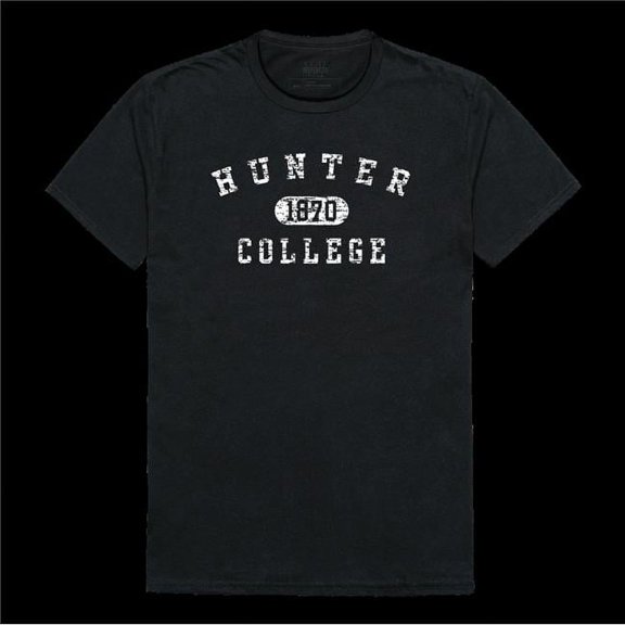 Hunter College Hawks Distressed Arch T-Shirt, Black - Large