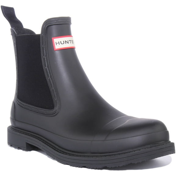 Hunter Commando Chelsea Wellington Boots, Black