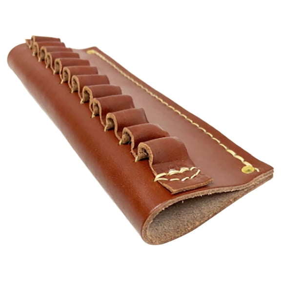 Hunter Rifle Cartridge Belt Slide Rifle Ammo Carrier 22 Caliber Rimfire 12-Round Leather Brown