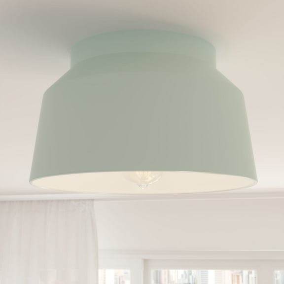 Hunter - Cranbrook 1-light Mint, Medium Size Flush Mount Light, Dimmable, Modern Style, Bell Shaped, for Bedrooms, Dining, Living Rooms - 19171