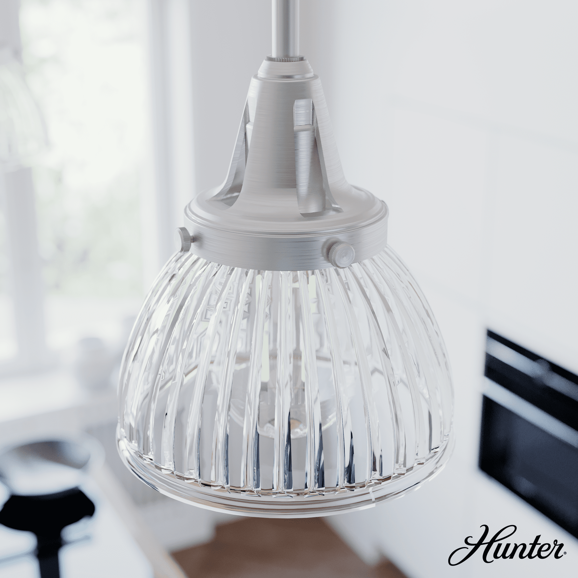 Cypress Grove Brushed Nickel Mini Pendant with Fluted Glass