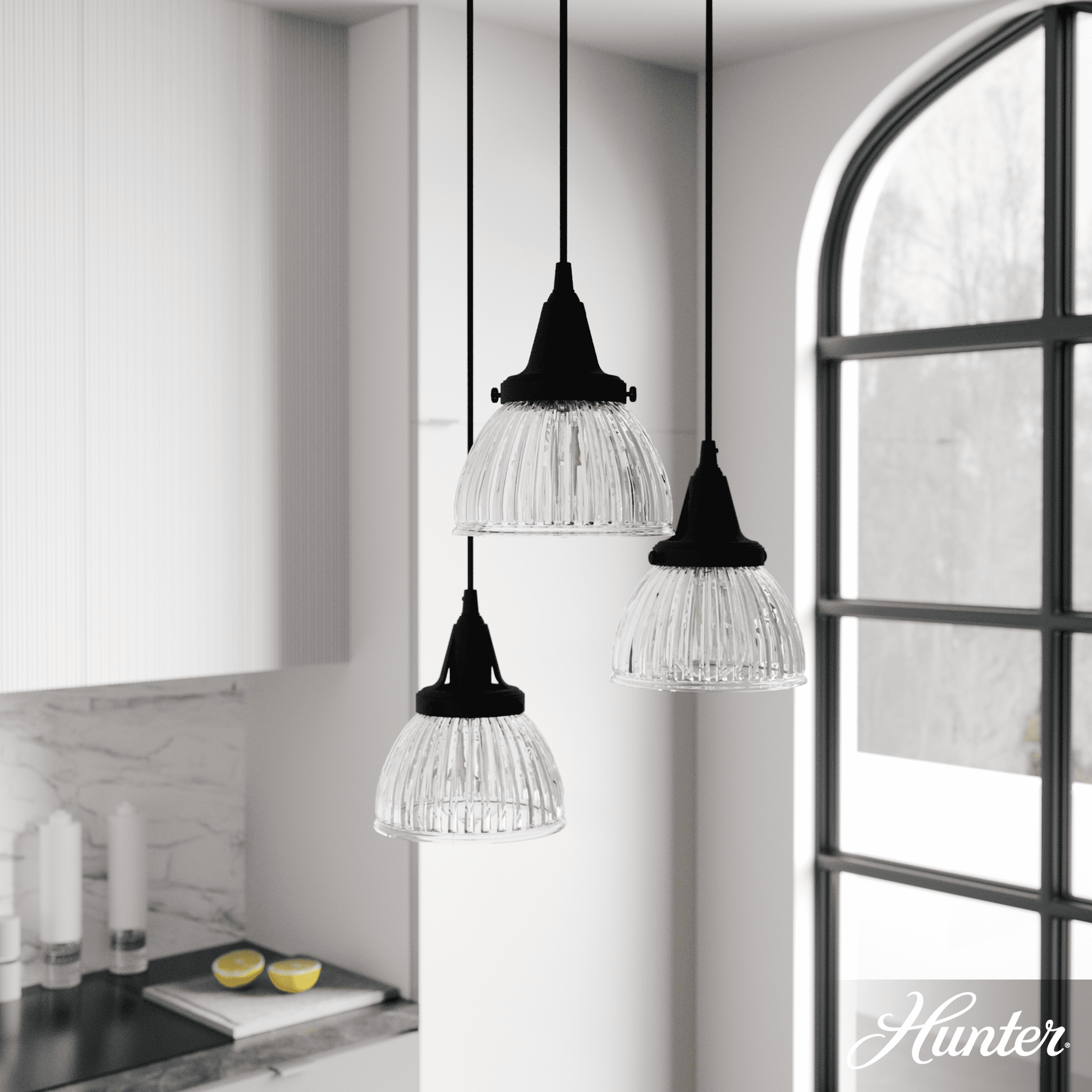 Cypress Grove Natural Iron 3-Light Fluted Glass Cluster Pendant