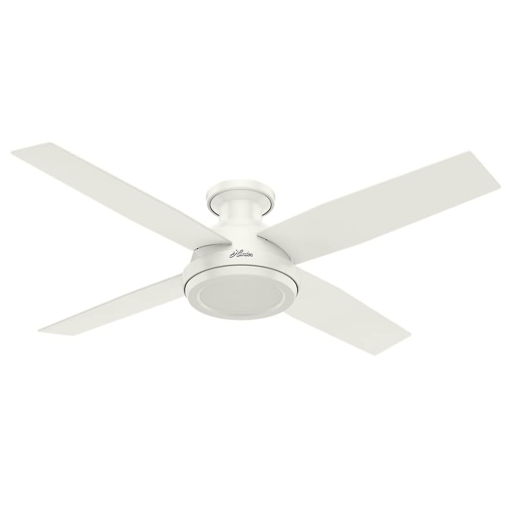 Dempsey 52" Fresh White Low Profile Ceiling Fan with Remote & Lighting