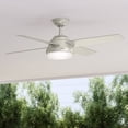 thumbnail image 1 of Hunter 52 inch Outdoor or Indoor Ceiling Fan with LED Light and Remote Control - Modern Ceiling Fan, Standard Mount, 4 Blades, For Patio, Porch, Garage, or Living Room - Dempsey 59450, Matte Nickel, 1 of 16
