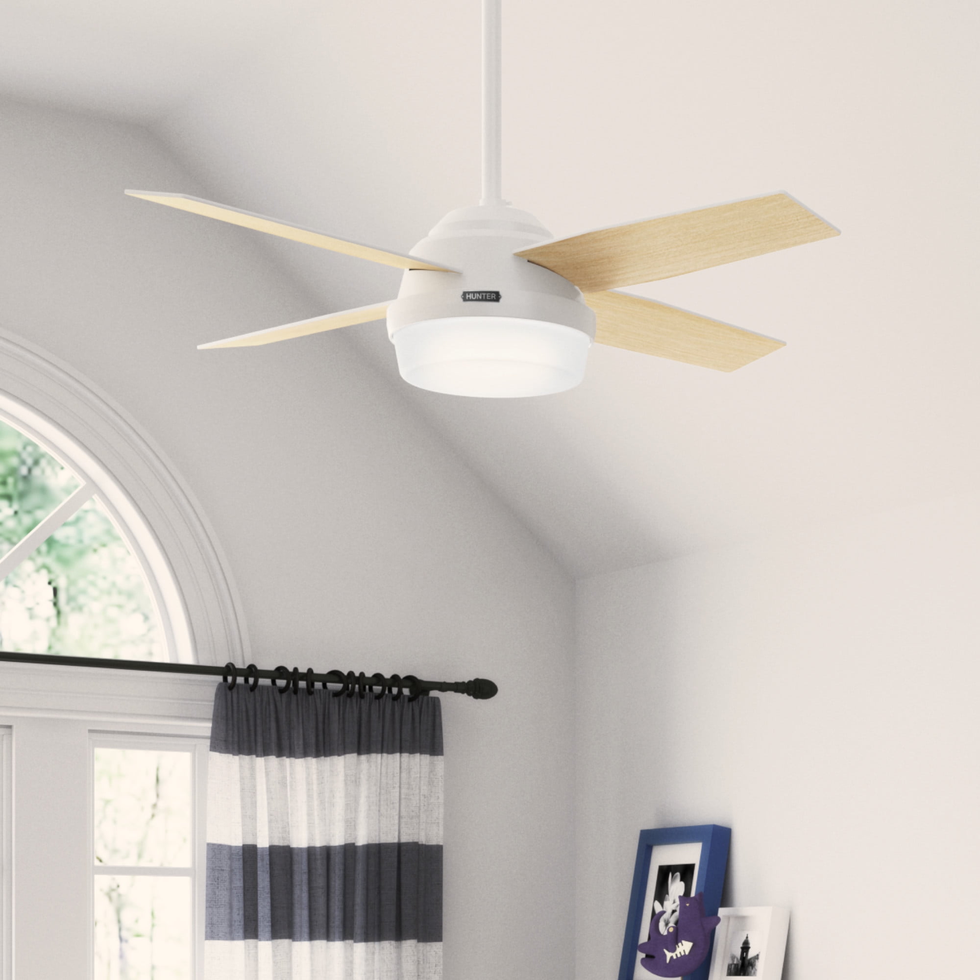 Dempsey 44" Fresh White LED Ceiling Fan with Remote and Reversible Blades