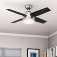 thumbnail image 1 of Hunter 44 inch Indoor Ceiling Fan with LED Light and Remote Control - Modern Ceiling Fan, Standard Mount, 4 Blades, For Bedroom, Living Room, or Kitchen, Quiet - Dempsey 59245, Brushed Nickel, 1 of 16