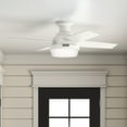 thumbnail image 1 of Hunter 44 inch Indoor Ceiling Fan with LED Light and Remote Control - White Modern Ceiling Fan, Low Profile Mount, 4 Blades, For Bedroom, Living Room, or Kitchen, Quiet - Dempsey 59244, Fresh White, 1 of 15