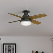 Hunter - Dempsey Indoor Low Profile Ceiling Fan With Light, Remote, 44-inch, Noble Bronze, Modern-style, 3-speed WhisperWind Motor, 59445, for Living Rooms, Bedrooms