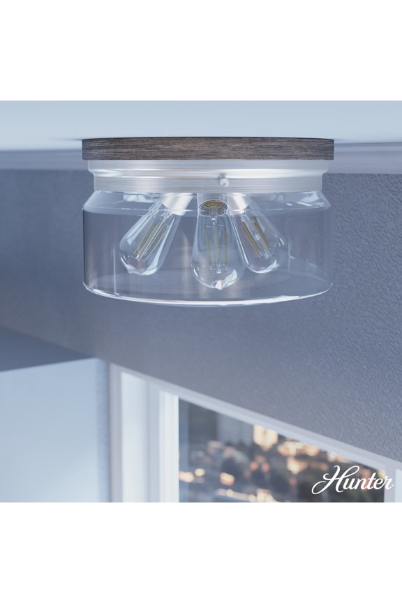 - Devon Park 3-light Brushed Nickel, Medium Size Flush Mount Light, Dimmable, Rustic Style, Round Shaped, for Bedrooms, Dining, Living Rooms - 19152