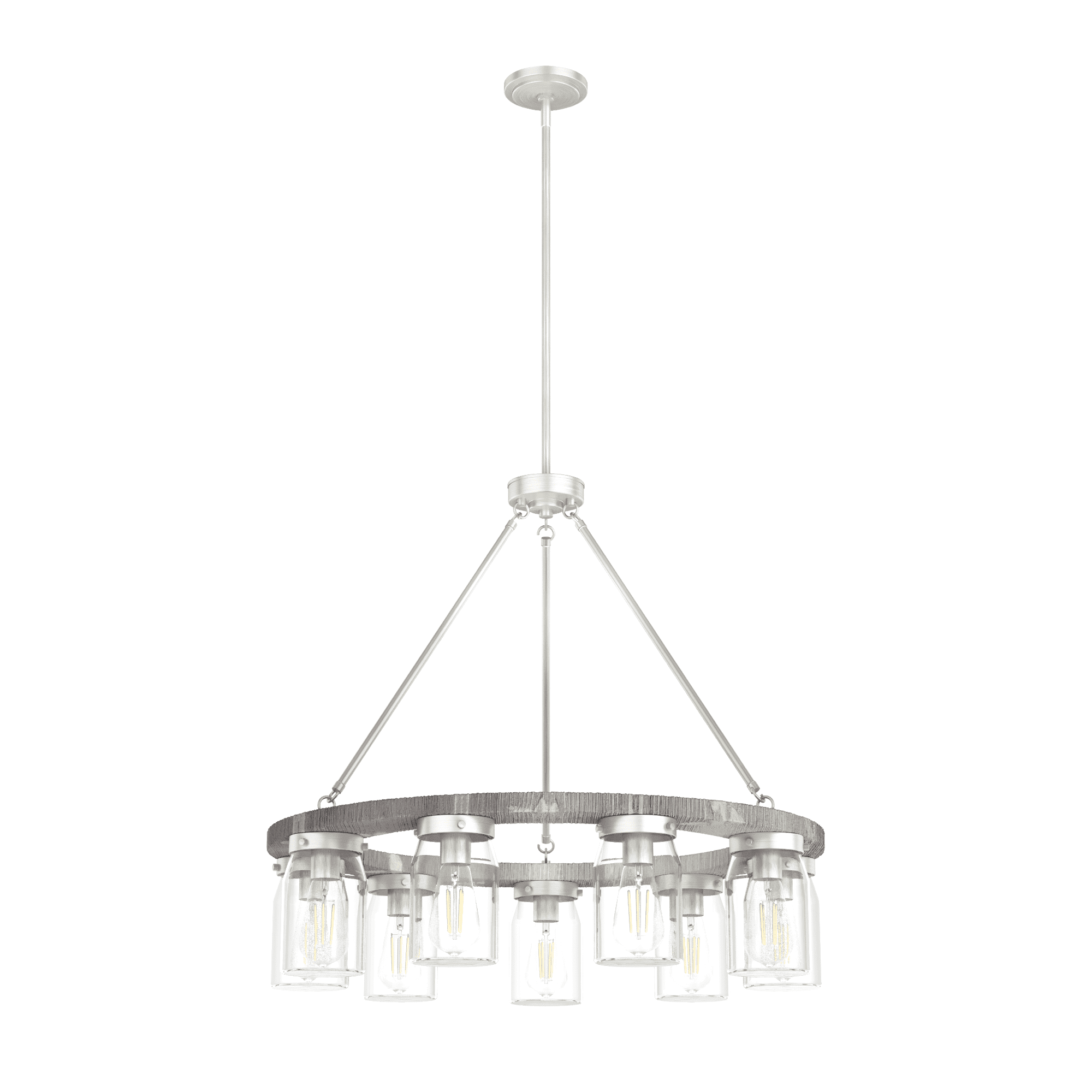 Devon Park Brushed Nickel 9-Light Rustic Wagon Wheel Chandelier
