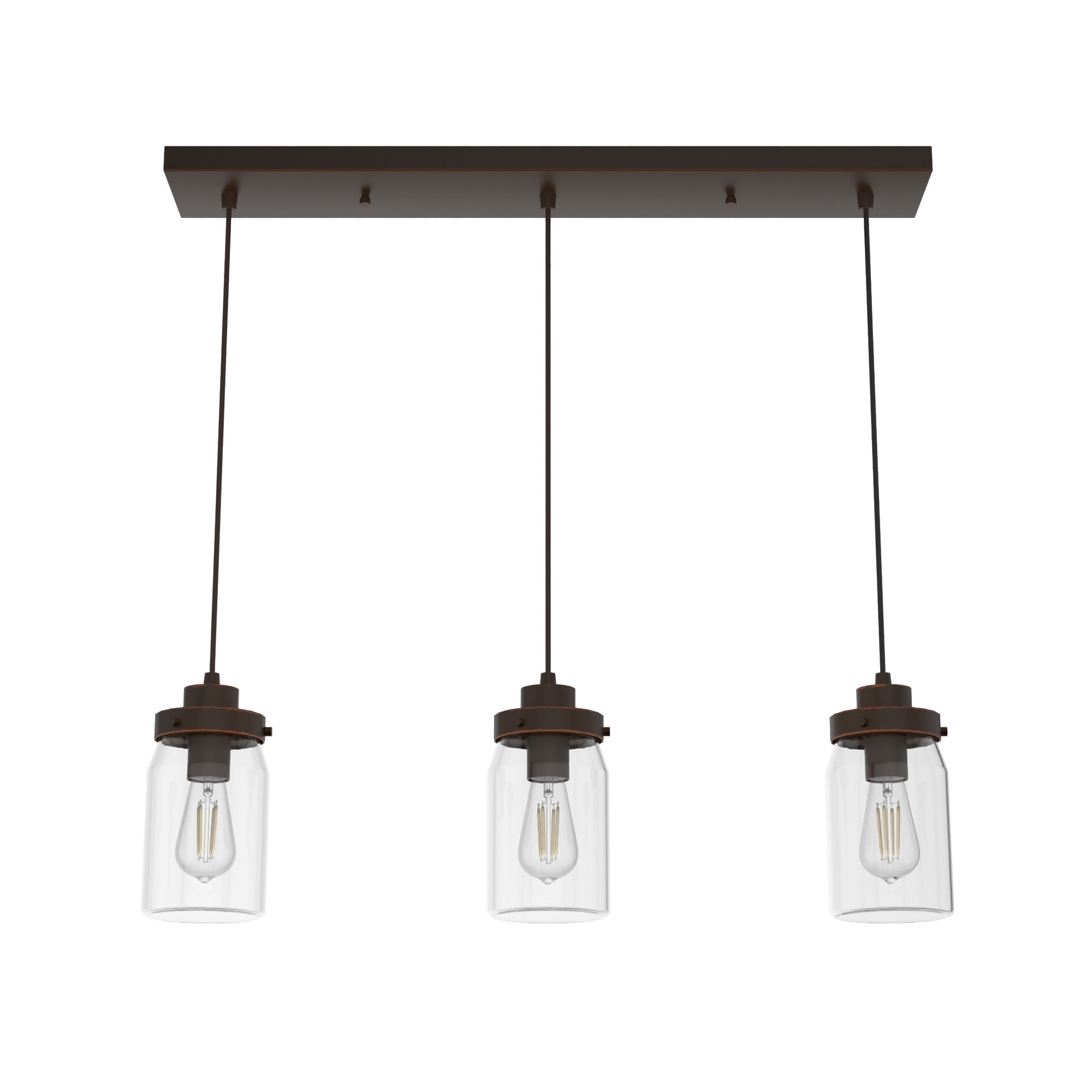 Onyx Bengal Rustic 3-Light LED Jar Pendant with Clear Glass Shades