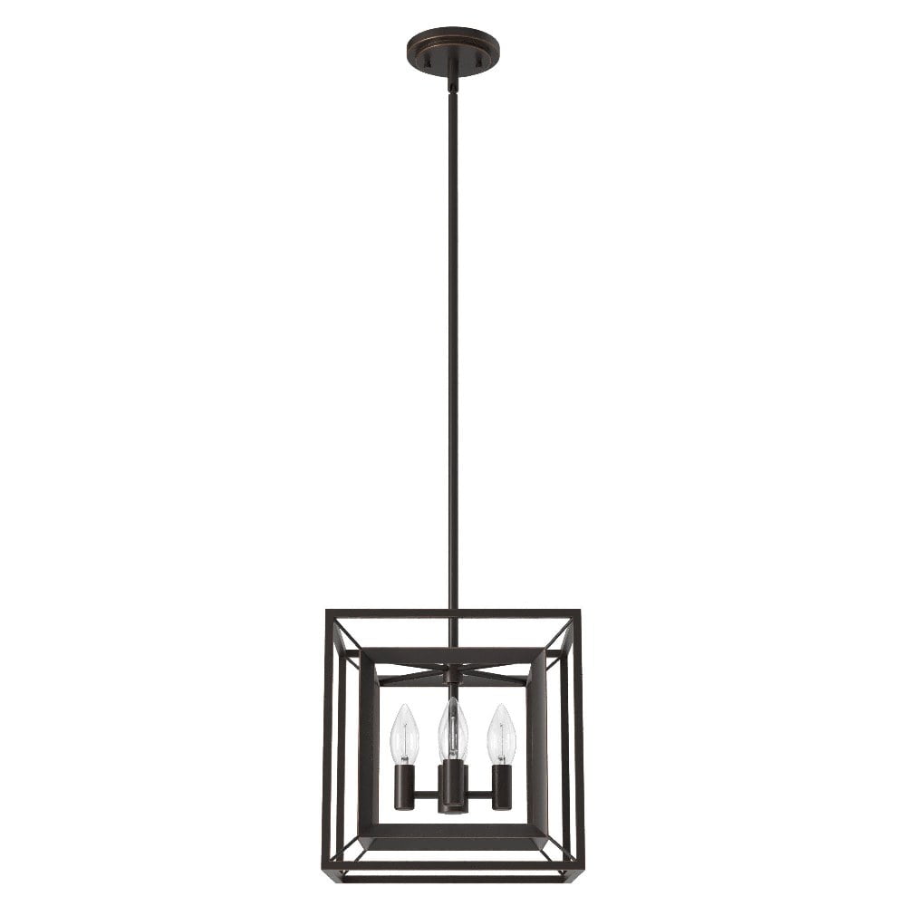 Doherty 12" Bronze and Glass 4-Light Pendant