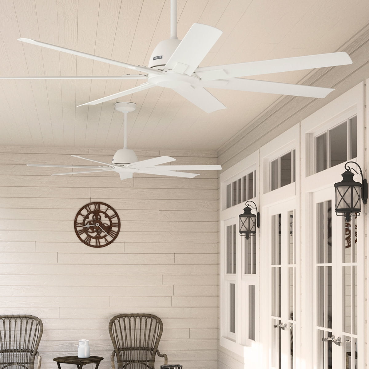 Hunter - Downtown Indoor/Outdoor Ceiling Fan, Wall Control, 60-inch ...