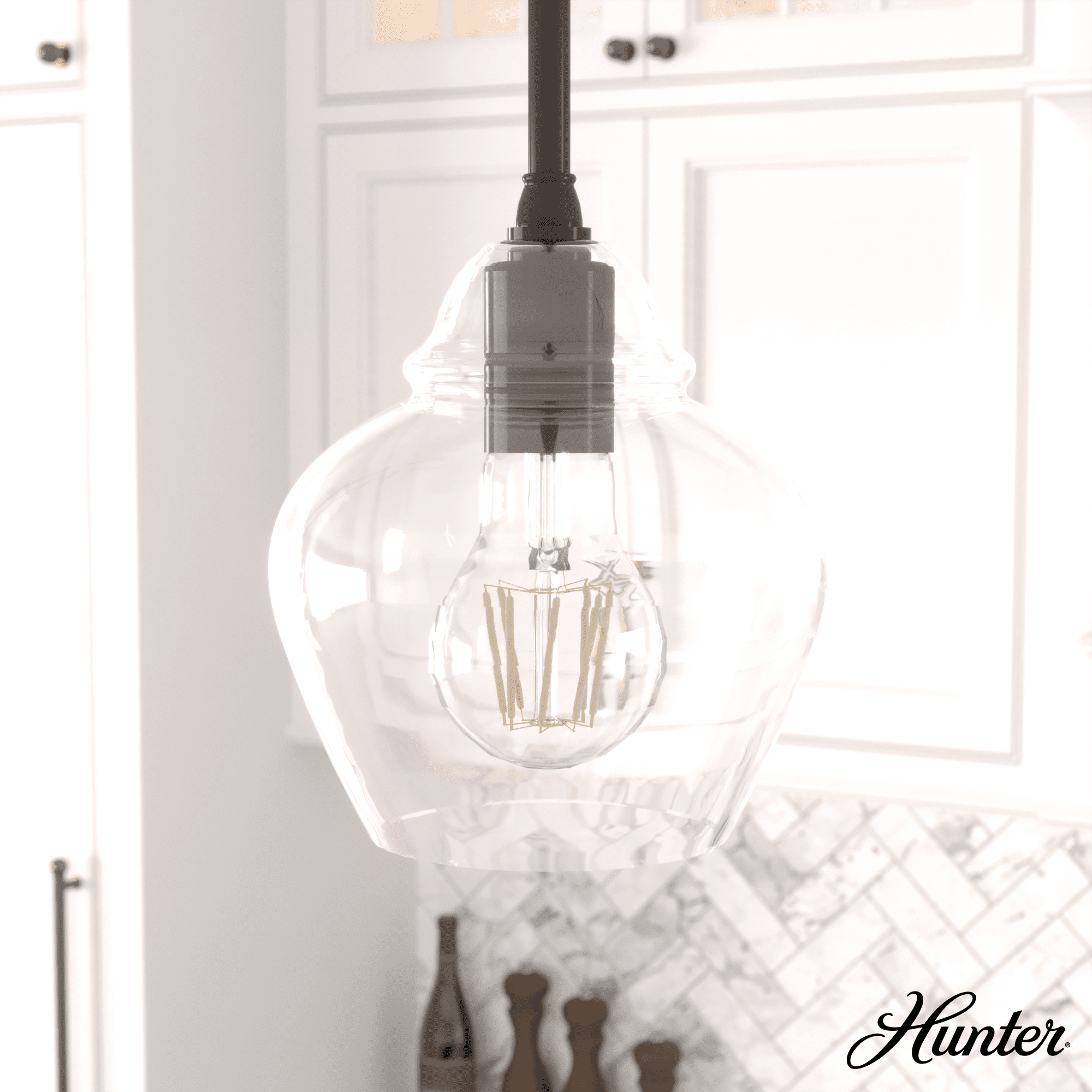Noble Bronze Mini Pendant with Clear Glass Shade
