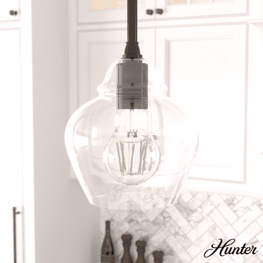 Hunter - Dunshire 1-light Noble Bronze, Mini Pendant Light, Dimmable, Casual Style, Teardrop Shaped, for Bedrooms, Kitchens, Dining, Living Rooms - 19648
