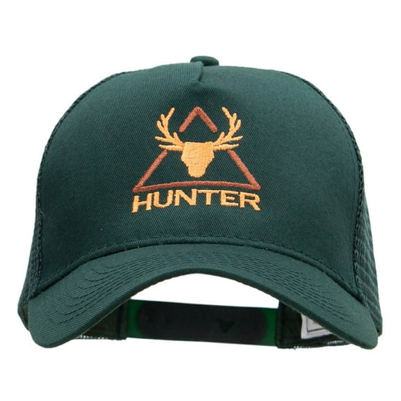 Hunter Embroidered Solid Cotton Twill 5 panel Mesh Back Cap - Dk Green OSFM