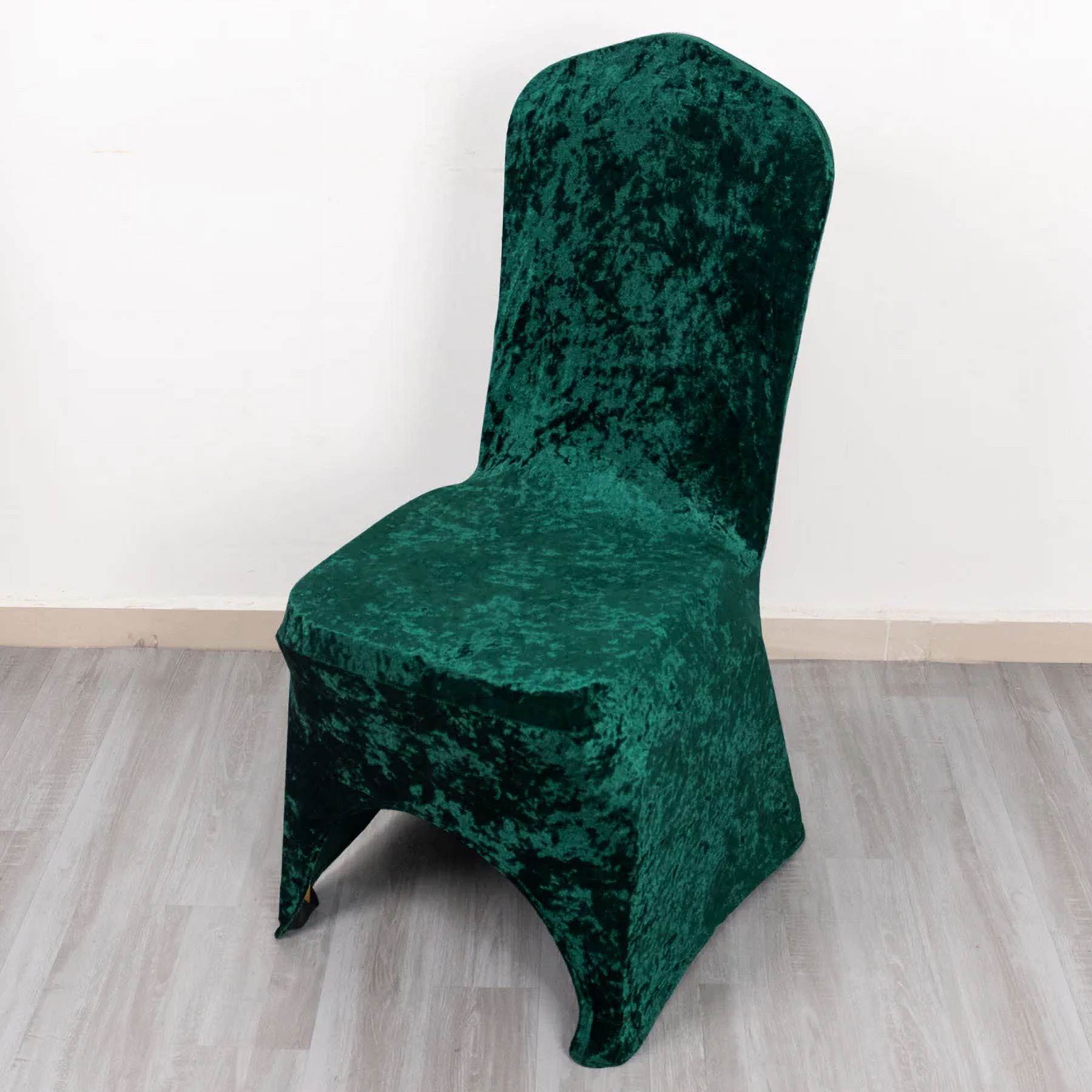 Hunter Emerald Green Crushed Velvet Spandex Stretch Wedding Chair Cover ...
