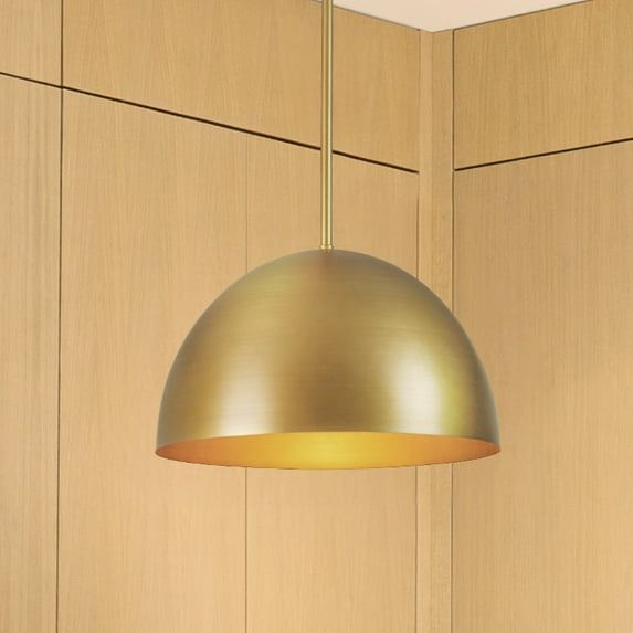 Hunter - Erling 1-light Luxe Gold, Medium Size Pendant Light, Dimmable, Modern Style, Dome Shaped, for Bedrooms, Dining, Living Rooms - 48127