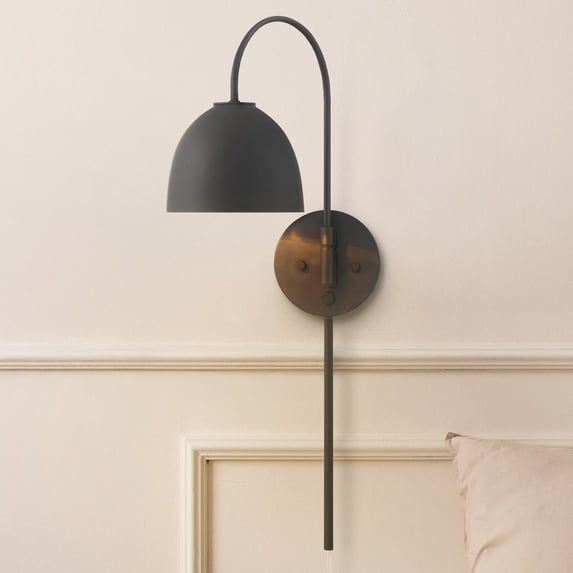 Hunter - Erling 1-light Matte Black, Medium Size Sconce Light, Dimmable, Modern Style, Sconce Shaped, for Bedrooms, Dining, Living Rooms - 48176