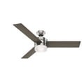 thumbnail image 1 of Hunter Fans 54" Exeter Ceiling Fan Brushed Nickel Light Gray Oak/Greyed Walnut Integrated LED Modern Design, 1 of 9