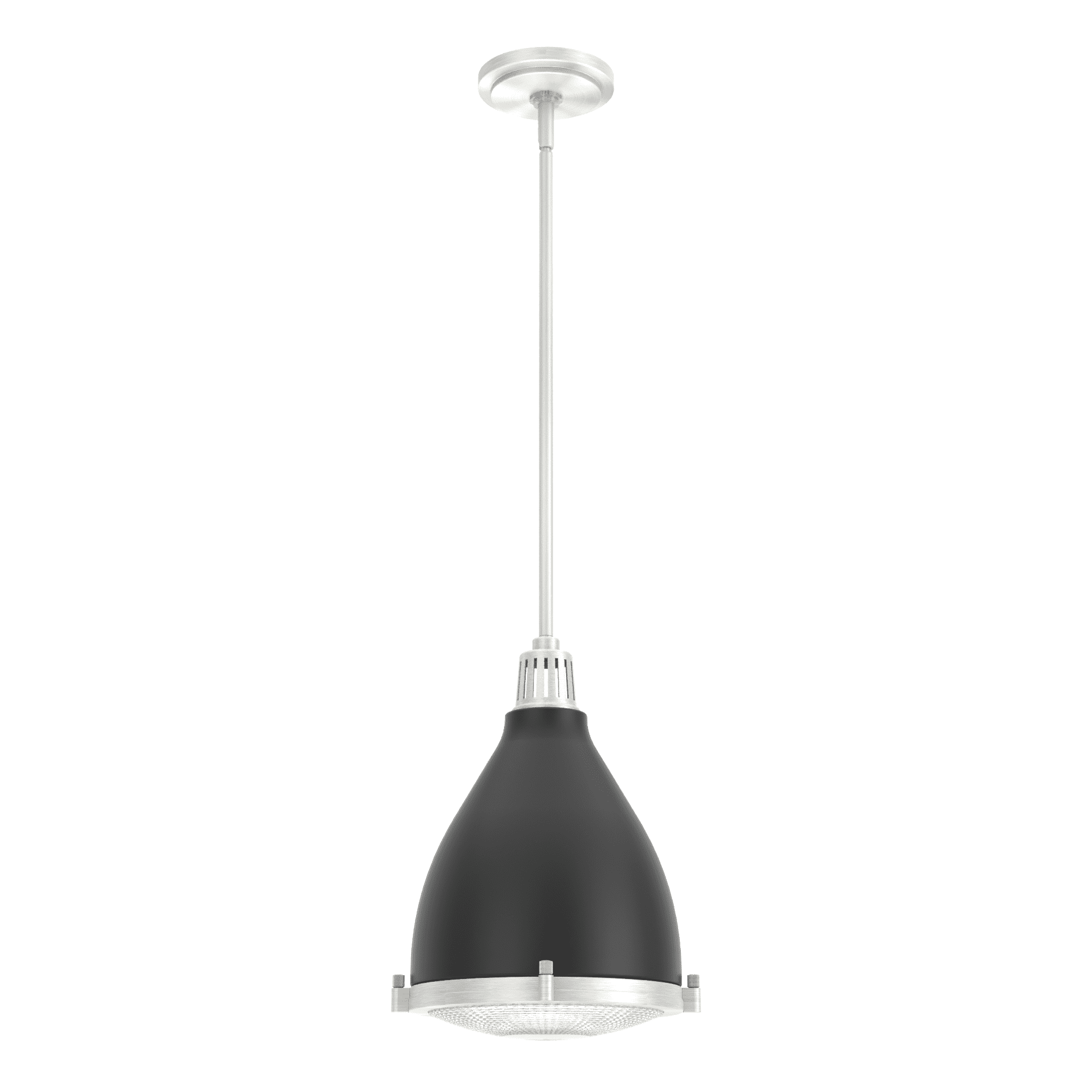 Matte Black and Brushed Nickel Glass Dome Pendant Light