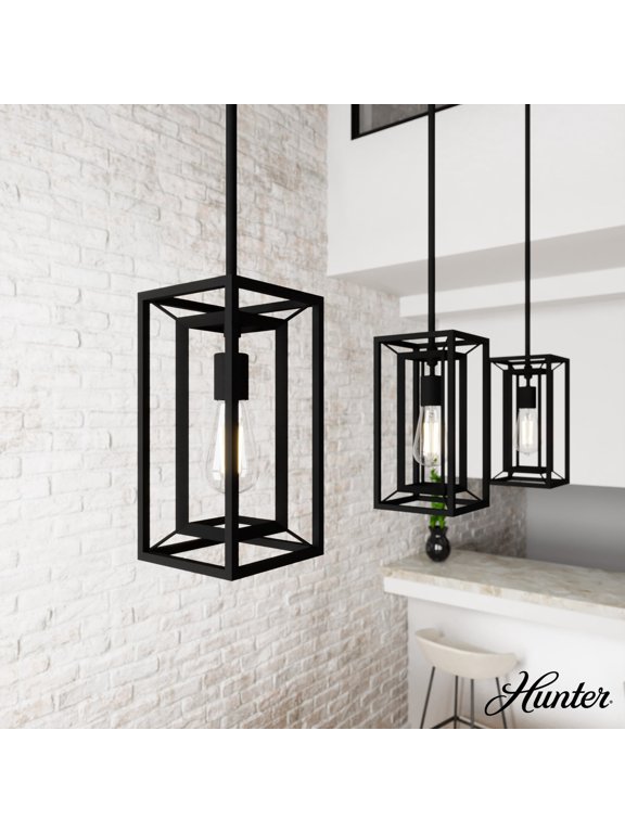 - Doherty 1-light Natural Black Iron, Mini Pendant Light, Dimmable, Casual Style, Rectangle Shaped, for Bedrooms, Dining, Living Rooms - 19755