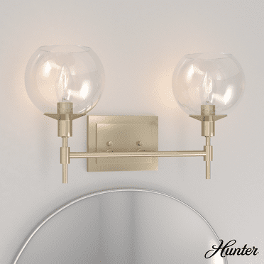 Hunter - Xidane 2-light Alturas Gold, Medium Size Vanity Light, Dimmable, Mid Century Modern Style, for Bedrooms, Kitchens, Dining, Living Rooms - 19761