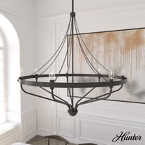 Hunter - Merlin 7-light Noble Bronze, Large Chandelier, Dimmable, Industrial Style, Empire Shaped, for Bedrooms, Dining, Living Rooms - 19798