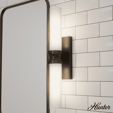 Hunter - Lenlock 2-light Noble Bronze, Medium Size Vanity Light, Dimmable, Modern Style, for Bedrooms, Kitchens, Dining, Living Rooms - 19923