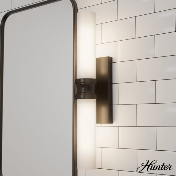 Hunter - Lenlock 2-light Noble Bronze, Medium Size Vanity Light, Dimmable, Modern Style, for Bedrooms, Dining, Living Rooms - 19923