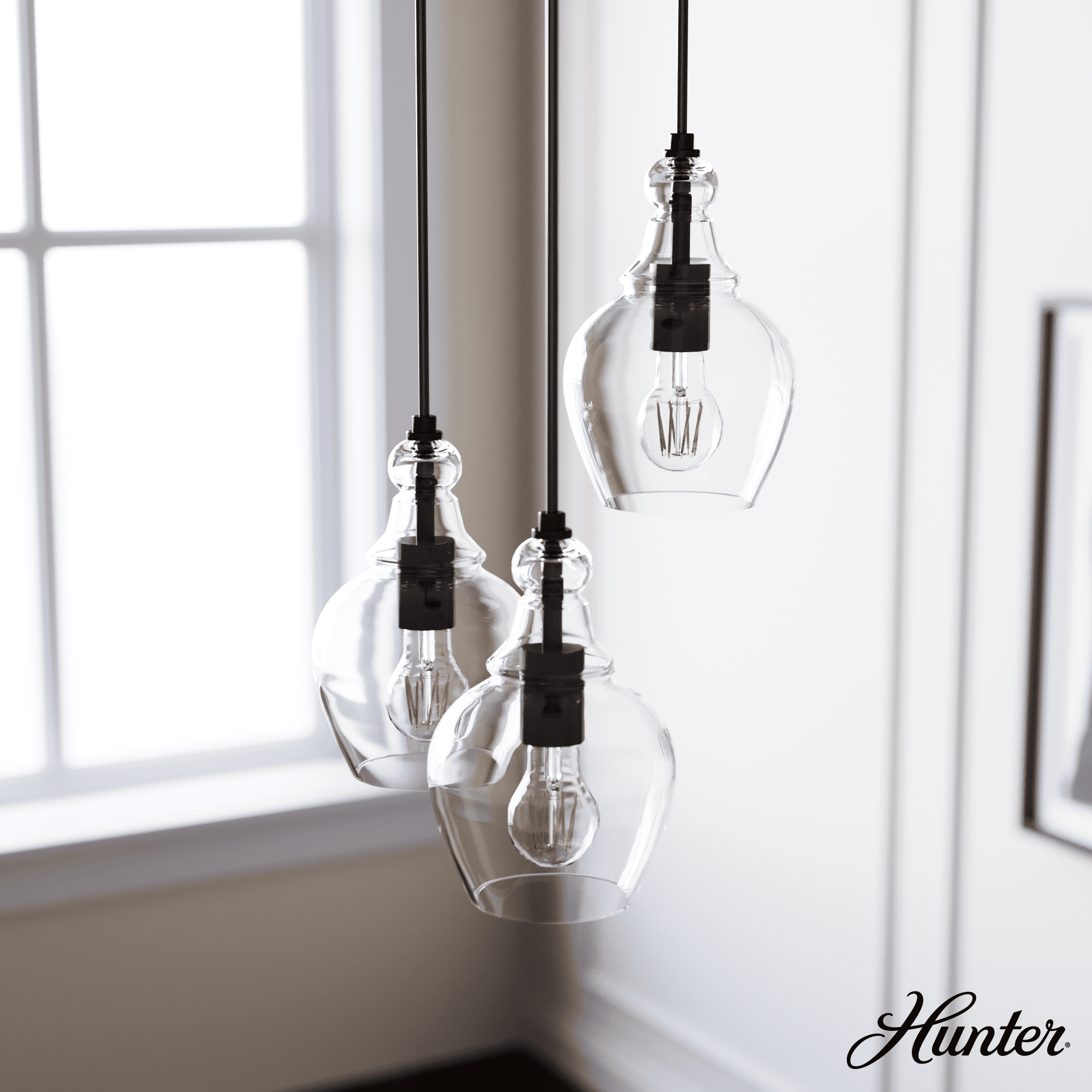 Noble Bronze 3-Light Cluster Pendant with Clear Glass Shades