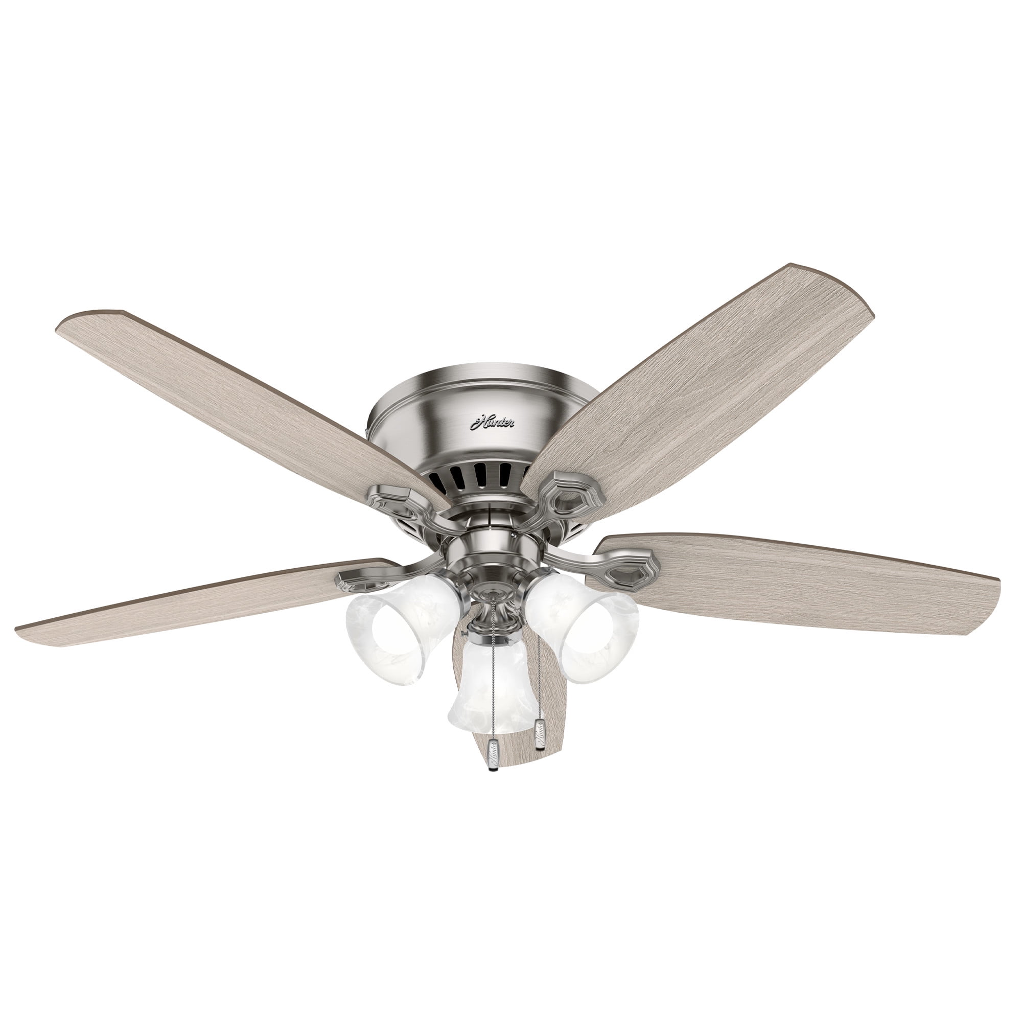 Brushed Nickel 52" Low Profile Ceiling Fan with LED Lights