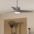 thumbnail image 1 of Hunter 54 inch Outdoor or Indoor Ceiling Fan with LED Light - Ceiling Fan with Wall Control, For Patio, Garage, or Porch, Quiet, Standard Mount, 3 Blades - Havoc 59472, Matte Silver, 1 of 14