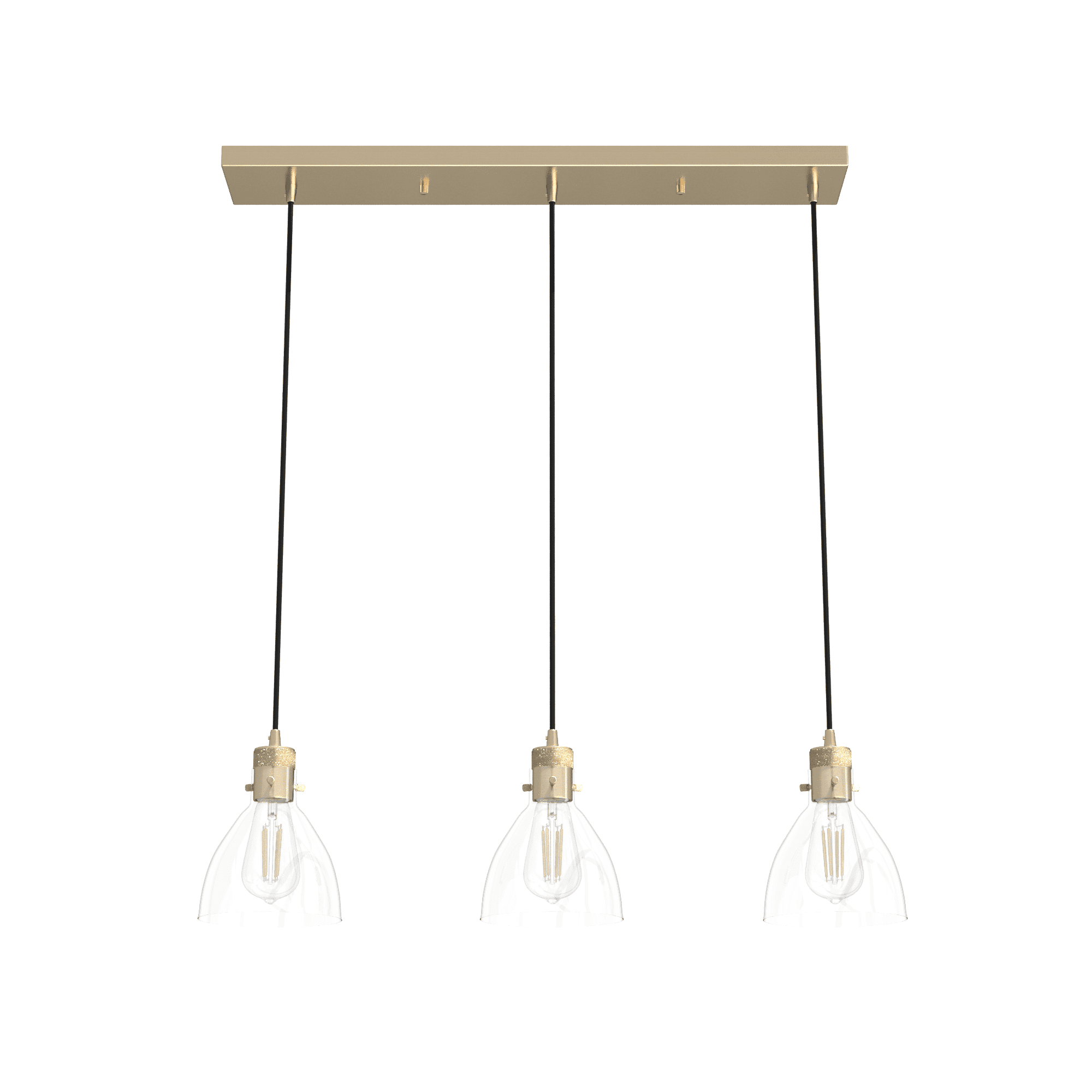 Alturas Gold 30" Linear LED Cluster Pendant with Clear Glass