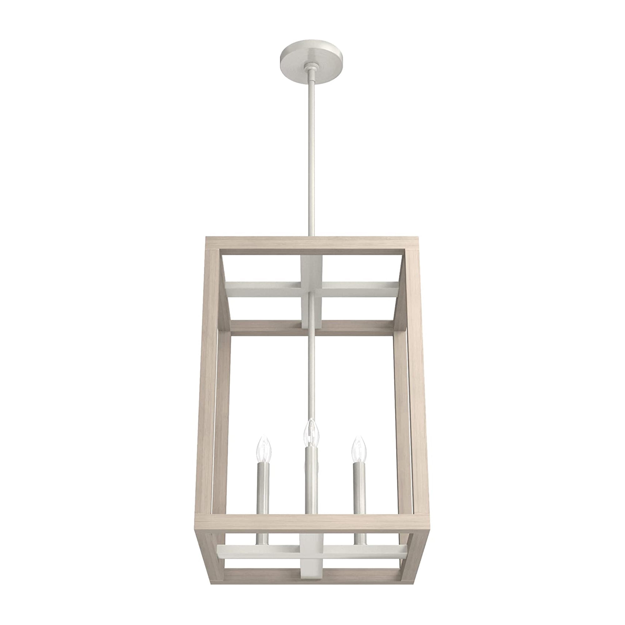 Brushed Nickel and Bleached Wood 15" LED Pendant Light