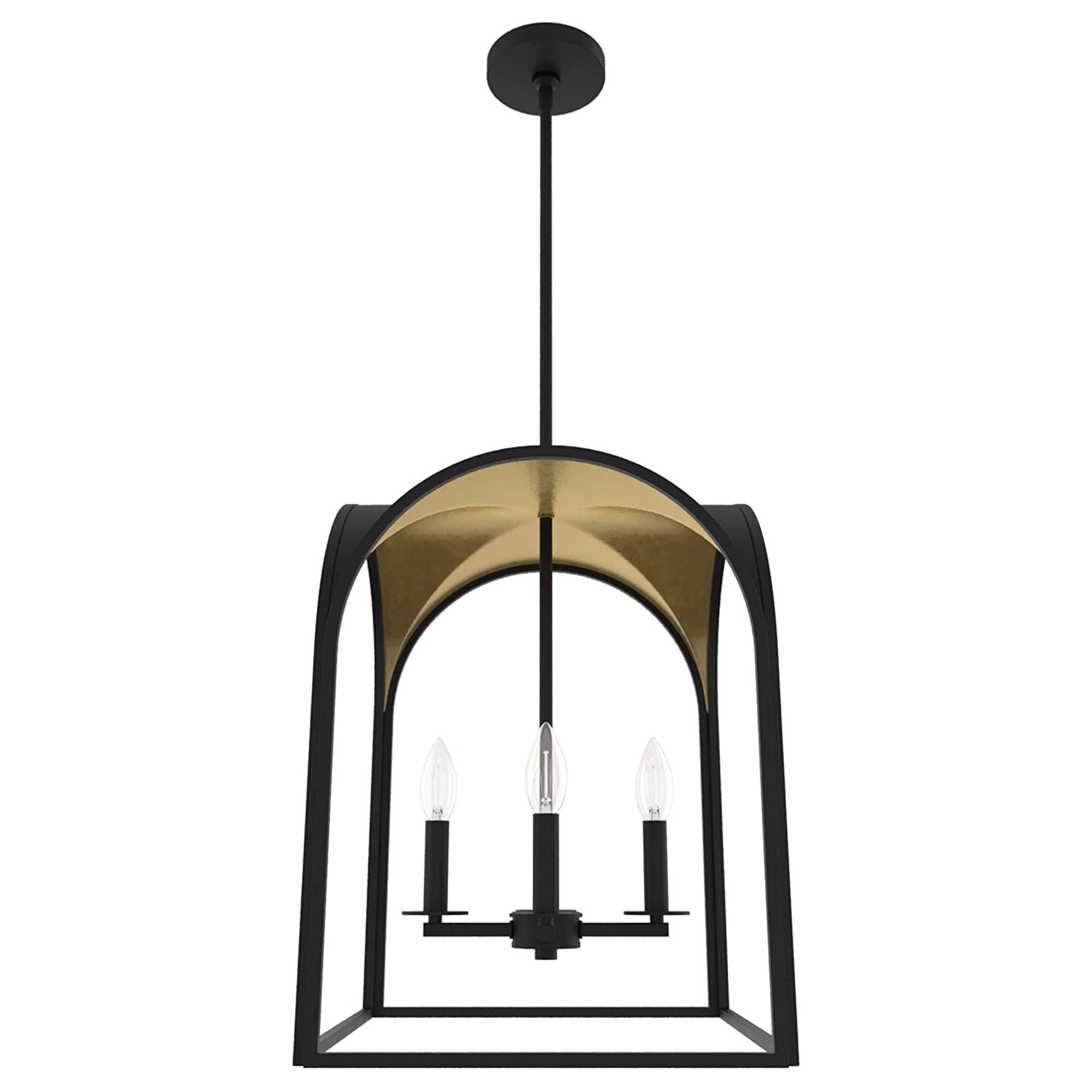 Dukestown Mini 4-Light Lantern Pendant in Black and Gold Leaf