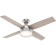Hunter Fan Company 50284 Dempsey Indoor Ceiling Fan with LED Light and Remote Control, 52, Brushed Nickel