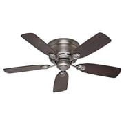 Hunter 42 inch Indoor Ceiling Fan No Light - Ceiling Fan without Light, Low Profile Mount, 5 Blades, For Bedroom, Living Room, or Kitchen, Pull Chain - Low Profile IV 51060, Antique Pewter
