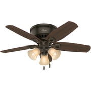 Hunter Fan Company, 51091, 42 inch Builder New Bronze Low Profile Ceiling Fan with LED Light Kit and Pull Chain