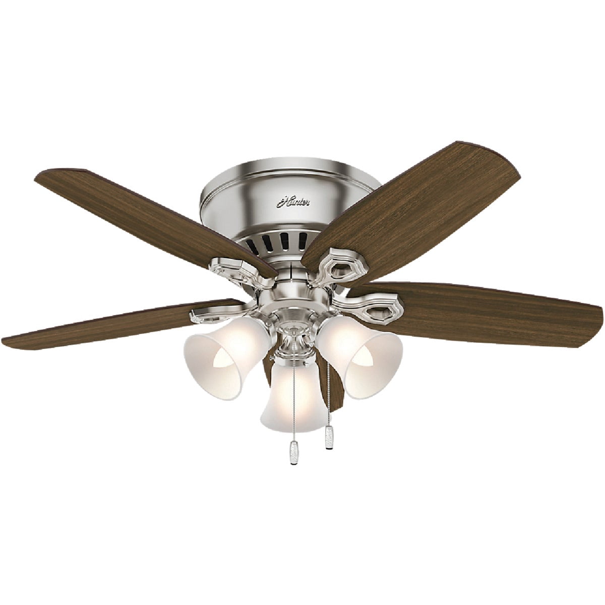 Hunter Fan Company, 51092, 42 inch Builder Brushed Nickel Low Profile Ceiling Fan with LED Light Kit and Pull Chain