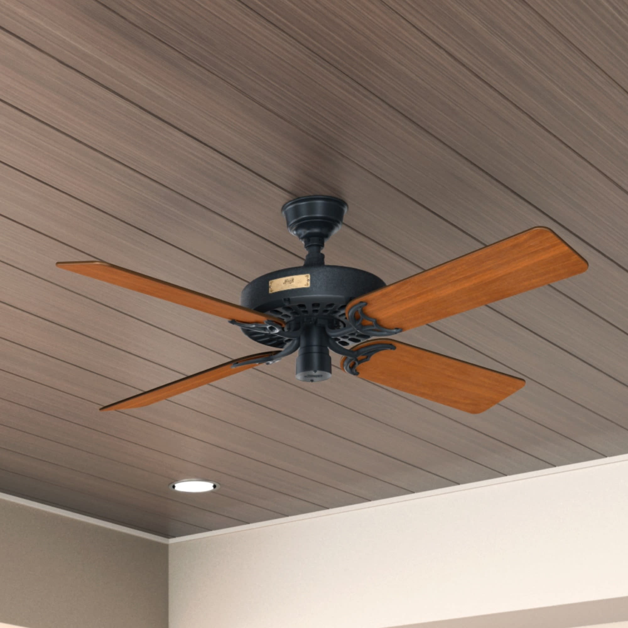 Hunter Black 52" Outdoor Ceiling Fan with Reversible Blades