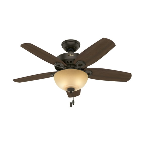 Hunter - Builder Indoor Ceiling Fan With Light, 42-inch, New Bronze, Traditional-style, 3-speed WhisperWind Motor, 52218, for living rooms, bedrooms, home offices, kitchens